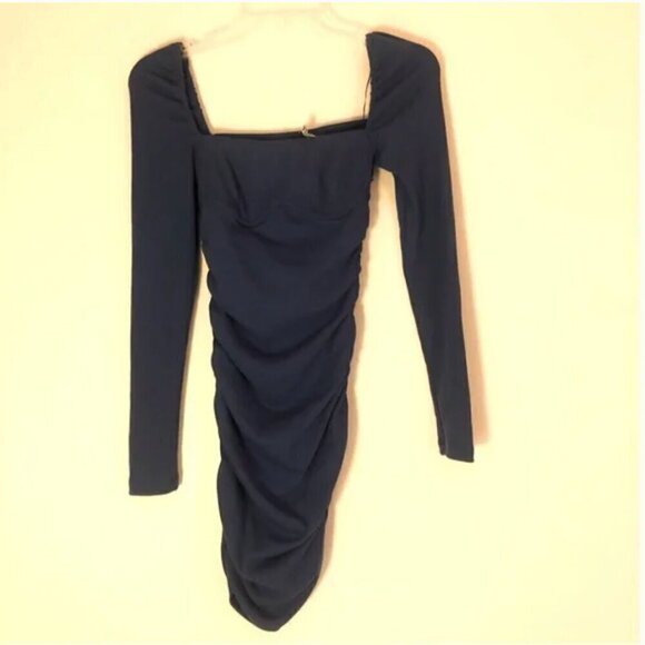 Princess Polly Portia Blue Longsleeve Bodycon Mini Dress 2 - Picture 7 of 10